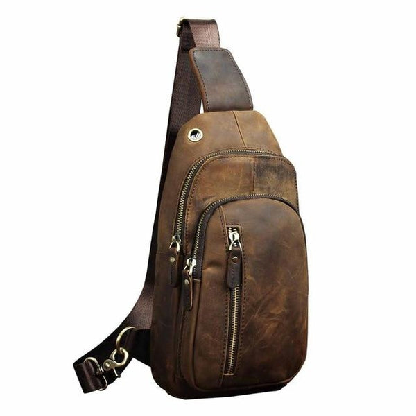 Sacoche Holster multi-poches en cuir de vachette pour homme