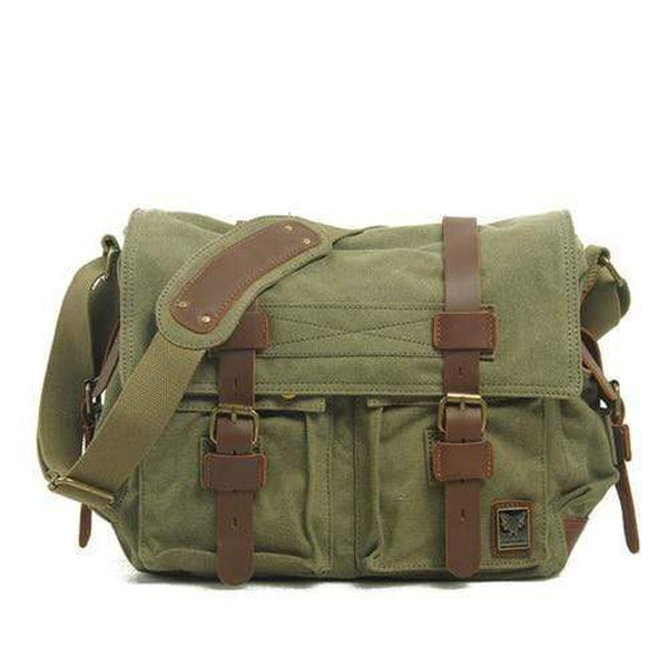 Sac à Bandoulière Toile Vintage GEARONIC - Pour Homme, Randonnée, Voyage - Multi-compartiments - 20x10 Cm